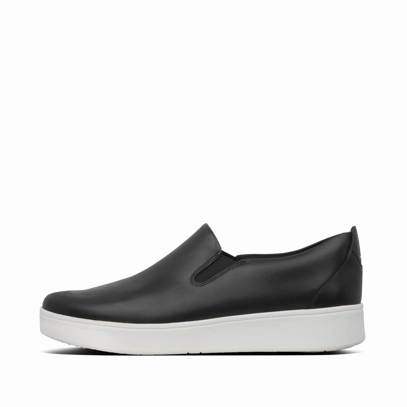 FitFlop Rally Leder Slip On Schwarz - FitFlop Sneaker Damen Schweiz [KPEB-36981]